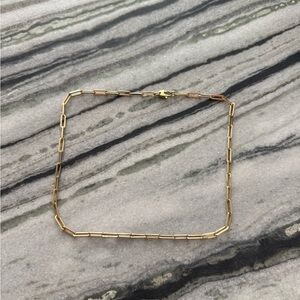 Elegant Gold Chain Paperclip Necklace - 14K Gold - Italy